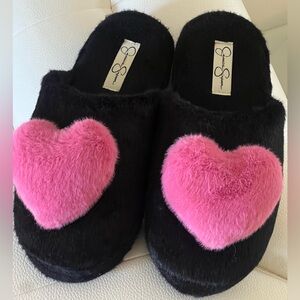 Jessica Simpson Black Slippers with Pink Accents
